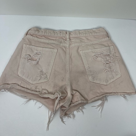Alexander Wang Romp Denim Shorts Pale Pink Distressed Ripped Festival High Waist - Picture 8 of 12